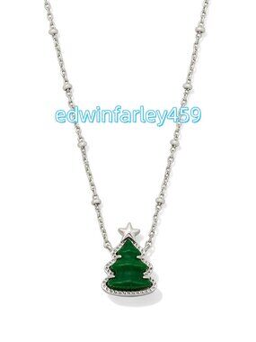 Holiday Tree Silver Short Pendant Necklace